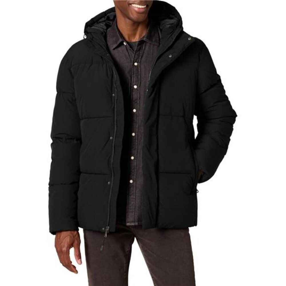 Cozy Mid-Length Hooded Puffer Coat for Men Big & Tall